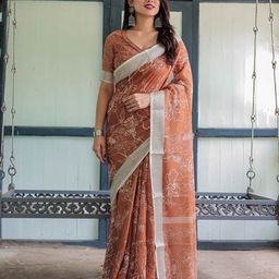 SGF11 Floral Pure Linen Handloom Saree-10