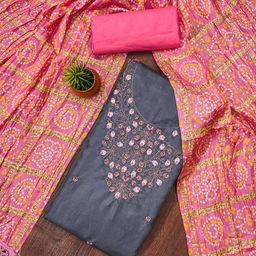 SHADOW & SAINING Embroidered Unstitched Dress Material-picture-4