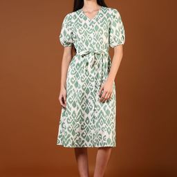 LIMEROAD Floral Printed V-Neck Ethnic Dress-image-73