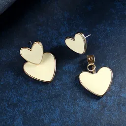 SOHI Gold Plated Heart Shaped Drop Earrings-29