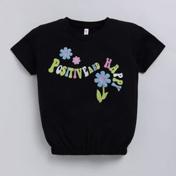 giniekids Kids-Girls Typography Printed Round Neck Top-20
