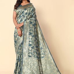 Subham Ethnic Motifs Woven Design Zari Banarasi Saree-image-9