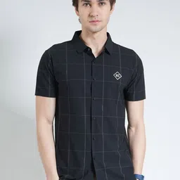 Monte Carlo Men Windowpane Checks Printed Casual Regular Fit Shirt-image-96