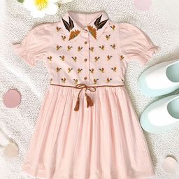 BAESD Girls Floral Embroidered Fit & Flare Cotton Dress-image-85