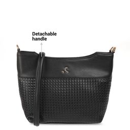 Mochi Textured Structured Shoulder Bag with Cut Work image 3