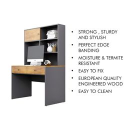 HEXA RED Grey Engineered Wood Study Table For Work From Home Students & Computer Table image 5