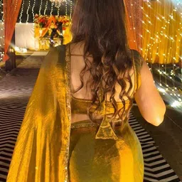 KALINI Gold Silk Blend Solid Sarees-image-54