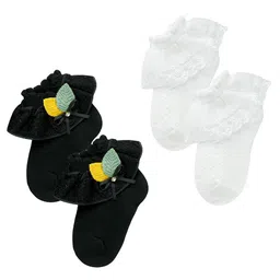 The Little Lookers Kids Pack Of 2 Patterned Cotton Ankle-Length Socks-96