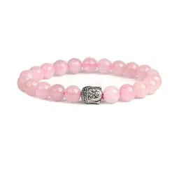 VIBESLE Unisex Rose Crystals Stones Beaded Buddha Head Elasticated Bracelet-19