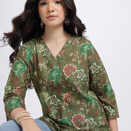 Anouk Rustic Indie Floral Printed V-Neck Kurti-picture-46