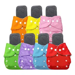 Kritiu Kids Set Of 7 Reusable Waterproof Cloth Diapers With Insert Pad-53