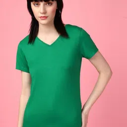 DressBerry Women Solid V-Neck T-shirt-image-91