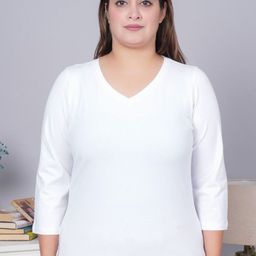 Mlada Women Solid V-Neck Cotton T-shirt-image-22