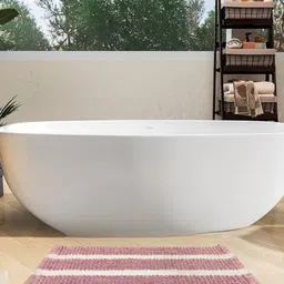 Dolce Casa Pink & White Striped Pure Cotton Chenille 100GSM Soft Water Absorbing Bath Rug-picture-50