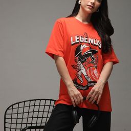 DILLINGER Women Graphic Printed Round Neck Cotton Oversized T-shirt-image-84