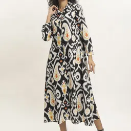 BLACK & BLAH BLAH Printed Cotton A-Line Maxi Dress-image-86