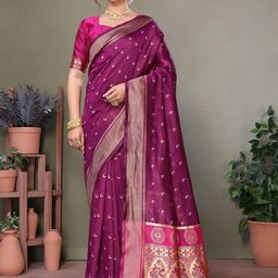 Lookmark Ethnic Motifs Woven Design Zari Cotton Silk Banarasi Saree-image-33