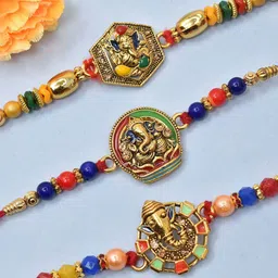 MEIRA JEWELLERY 5-Pcs Rakhi With Roli Chawal & Greeting Card-image-48