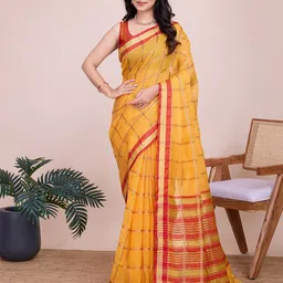 KALINI Woven Design Zari Dhoti Chanderi Saree-image-68