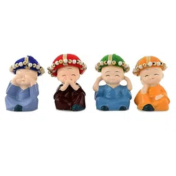 Aura Beige & Yellow 4 Pieces Monks Showpiece-image-54