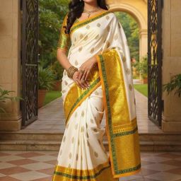 VILLE FASHION Ethnic Motifs Woven Design Zari Kanjeevaram Saree-image-89