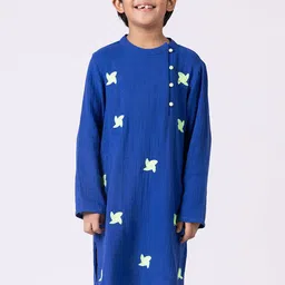 Somersault Boys Embroidered Mandarin Collar Thread Work Pure Cotton Kurta-42