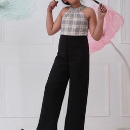 Foreverkidz Girls Halter Neck Checked Basic Jumpsuit-image-39