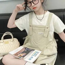 LULU & SKY Girls Crew Neck T-shirt & Dungaree-image-5