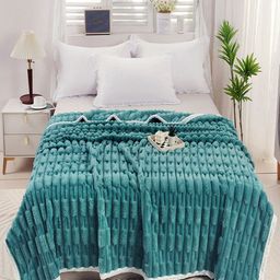 JC HOME Blue & White Geometric AC Room 400 GSM Double Bed Blanket-picture-23