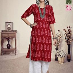 HERE&NOW Selection Of 3 Floral Printed Round Neck Straight Kurtas-image-100