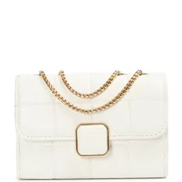 CRUSSET Textured Structured White Sling Bag with Quilted image 3