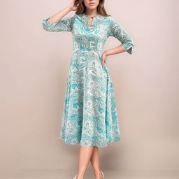 Zink London Women Abstract Mandarin Collar Midi Dress-picture-15