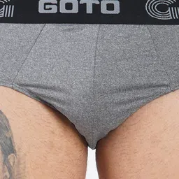 GOTO Pack Of 2 Mid-Rise Basic Briefs Mel lycra outer elastic DGREY LGREY 2Ps image 4