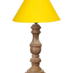 Devansh Yellow & Brown Frustum Shaped Table Lamp-11