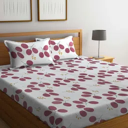 Myntra Elegant Homes Grey & Purple Printed Fitted 300 TC King Bedsheet Set 2.50 m x 2.25 m-image-85