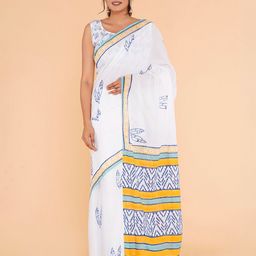 Shivanya Handicrafts Floral Pure Cotton Block Print Saree-picture-25