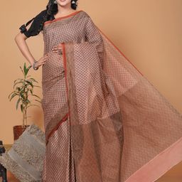 Jevi Prints Ethnic Motifs Pure Cotton Block Print Saree-image-3