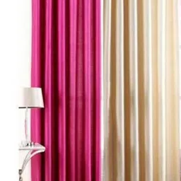 213 cm (7 ft) Polyester Semi Transparent Door Curtain (Pack Of 2) (Plain, Ranipink)-image-54