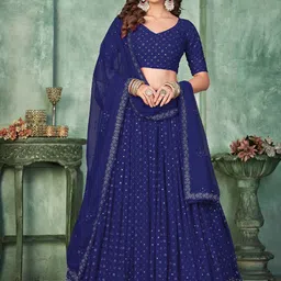 Warthy Ent Embroidered Sequinned Semi-Stitched Lehenga & Unstitched Blouse With Dupatta-image-80