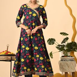 GLOWWORLD Women Floral Printed Regular Sequinned Kurta with Trousers & With Dupatta-picture-10