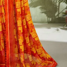 Anouk Abstract Printed Pure Chiffon Saree image 5