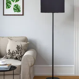 Devansh Black Cylindrical Wooden FloorLamps-0