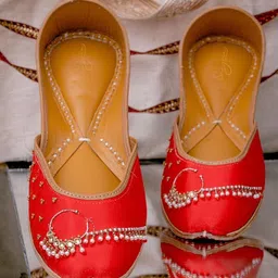 Sangria Embroidered Leather Mojaris Flats-picture-11