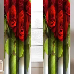 Aura Red & Green 2 Pieces Floral Printed Long Door Curtain-24
