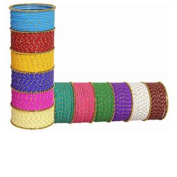 ZULKA Set of 158 Metal With Zari Pattern and Ball Chain Linked Bangles image 3