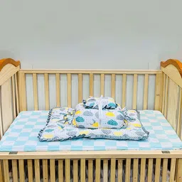 Fareto Infants Grey & White Printed Cotton Baby Bed Set-2
