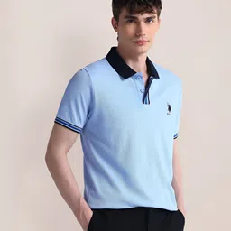 U.S. Polo Assn. Men Solid Polo Collar Cotton Slim Fit T-Shirt-picture-28