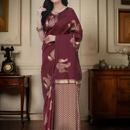 House of Pataudi Women Woven Design Saree With Blouse Piece-picture-48