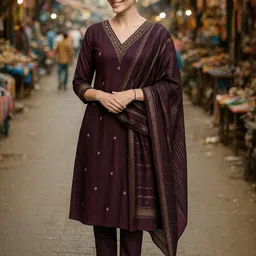 KALINI Women Floral Embroidered Regular Kurta with Trousers & With Dupatta-picture-41