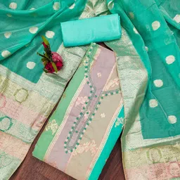 Maroosh Ethnic Motifs Embellished Zari Banarasi Jacquard Unstitched Dress Material-image-46